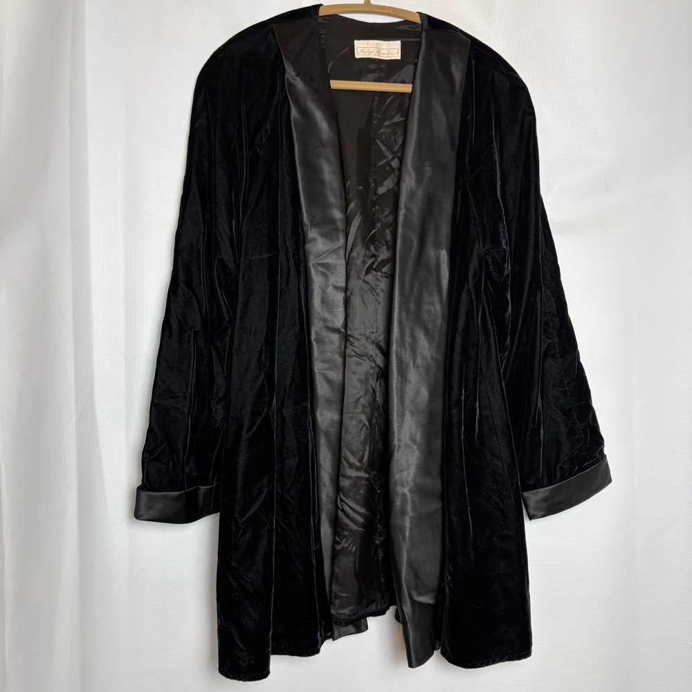 Michael Marcella LTD Black Velvet Kimono Jacket Opera Coat Women's M‎ Whimsigoth